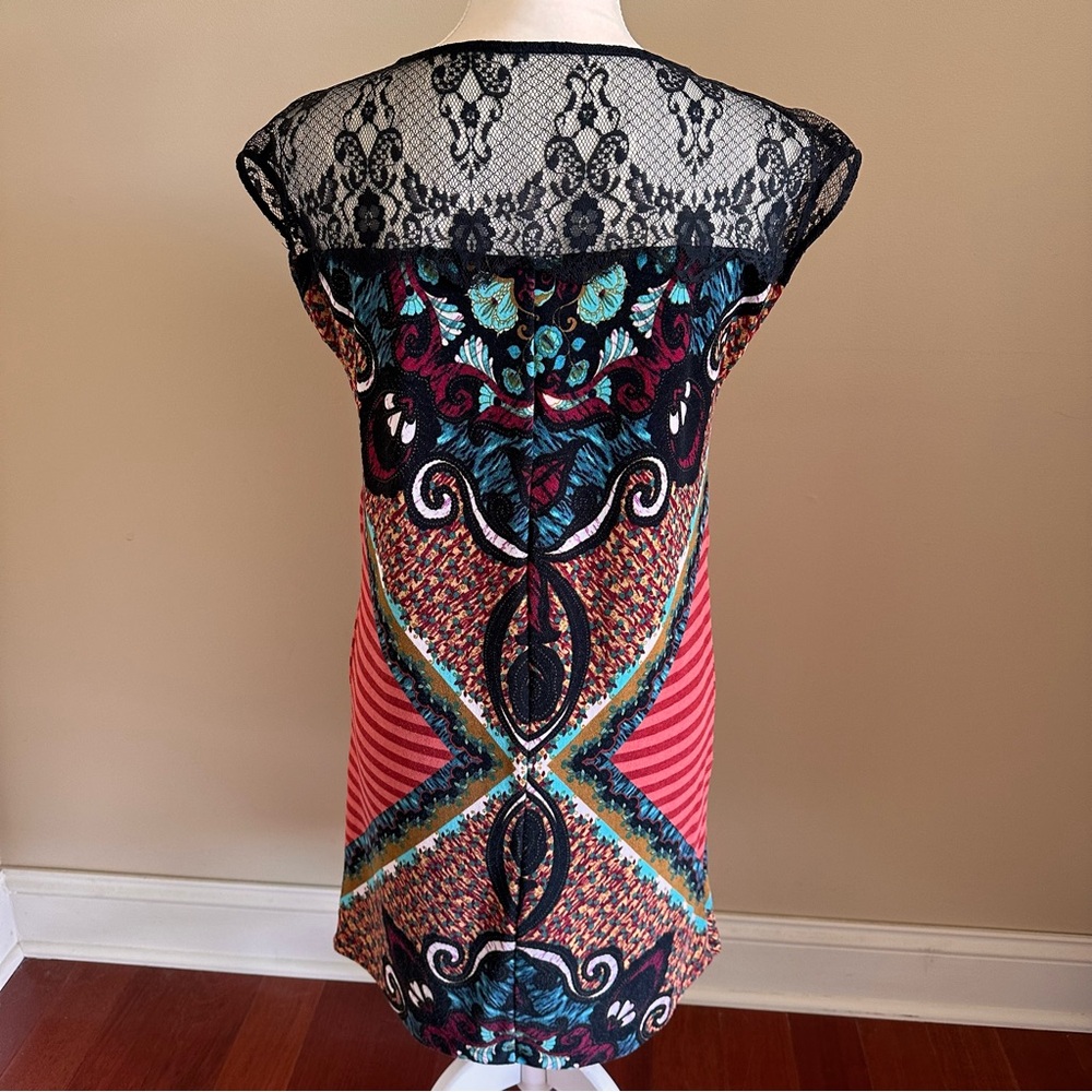 Silvergate Colorful Midi Dress with Black Lace Size Small - Picture 5 of 8